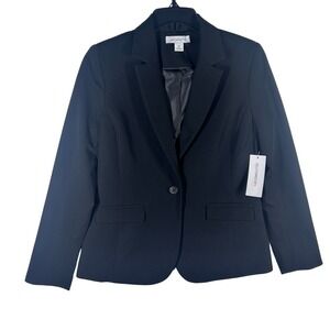 Liz‎ Claiborne Petite Black Blazer Womens 2P Career Business Office Jacket NEW